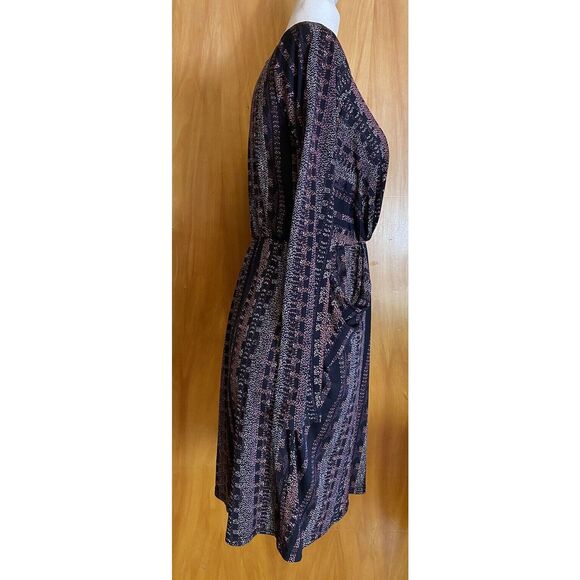 BCBGeneration Printed Long Sleeve Black Wrap Dress Size for XS - Picture 7 of 8